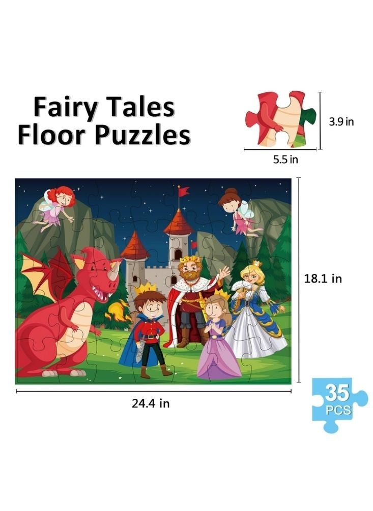 Premium Fairy Tales Jumbo Floor Puzzle for Kids – Castle, Dragon, King and Princess Story Puzzle Set - Image 2